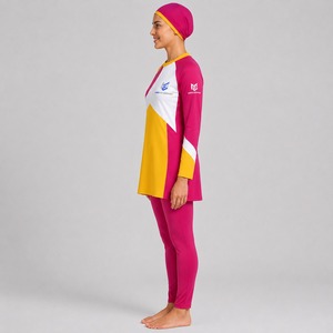 Conjunto de bikini modesto deportivo de poliéster de cobertura completa con burkini de manga larga y sudadera con capucha para musulmanas - Product Image 3