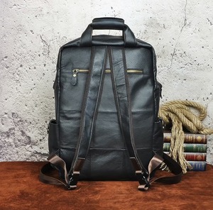 Functional Vintage Leather <b>Backpack</b> <b>Waterproof</b> Anti-Theft Laptop Rucksack Genuine Leather Satchel LBP-0333 - Product Image 3
