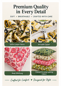 Hand Block Print Envelop Closure <b>Square</b> Cushion Covers 18x18Inch 100% Cotton Floral Vintage Customizable Soft Home Decor - Product Image 5
