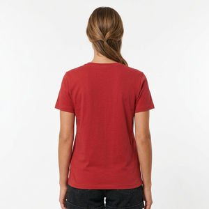 Wholesale Women's High Quality 100% Cotton Red T-<b>Shirt</b> Short Sleeve Crew Neck Breathable with Customized Logo Front T-<b>Shirt</b> - Product Image 2