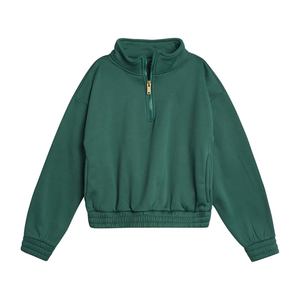 Ensemble de survêtements pour enfants vert forêt, style crop, en molleton bouclette, avec haut à capuche et pantalon cargo à jambes larges, confortable et durable - Product Image 2