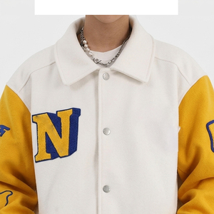 Drop Shoulder Embroidery <b>Varsity</b> <b>Jacket</b> Men Letterman Button Down <b>Plain</b> Letterman <b>Varsity</b> <b>Jacket</b> Men's - Product Image 2
