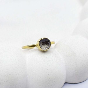 Raw Herkimer Diamond Adjustable <b>Ring</b> Gold Plated Collet Set Natural <b>Crystal</b> Handmade Minimalist Birthstone <b>Ring</b> Gift for Women - Product Image 1