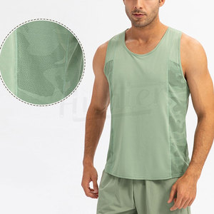Débardeur sans manches en tricot à séchage rapide pour homme, sublimé, col rond, couleur unie, vêtements de sport, vert - Product Image 4