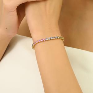 Pulseras de Joyería Fina de Diseño de Lujo, Plata de Ley 925, Zafiro Arcoíris Natural, Bañado en Oro y Rodio - Product Image 6