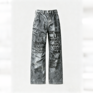 Pantalones Vaqueros Holgados con Estampado Gráfico, Diseño Personalizado, Lavado Vintage, Remaches, Pantalones Rectos de Mezclilla para Invierno, Estilo Urbano, Hip Hop, Y2K - Product Image 5