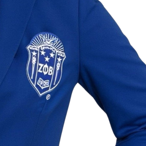 Blazer bleu Zeta Phi Beta pour femme, veste formelle de sororité grecque avec écusson brodé, coupe ajustée pour le bureau - Product Image 4