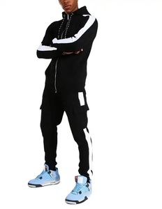 Survêtement à capuche pour homme, bleu marine, manches longues, couleur unie, fermeture à cordon, poches latérales, style décontracté, hiver, coupe classique, 100% coton - Product Image 6