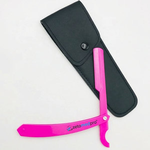 Pink Turkish Cut Throat Stainless Steel Professional Classic Men Straight <b>Razor</b> Single Blade for Face Body Use Turkish Design - Product Image 2