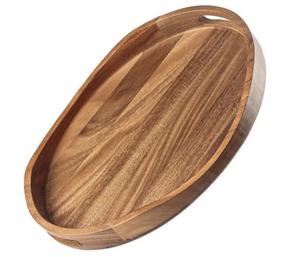 Plateau de service en bois d'acacia massif, grand plateau de service pour le petit-déjeuner, le thé, le café, pour la maison et l'hôtel - Product Image 1