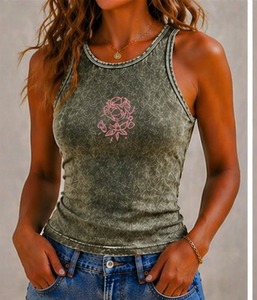 Nouveau débardeur court sans manches pour femme, couleur unie, style décontracté streetwear, sexy, coupe ajustée, en maille côtelée, avec dentelle - Product Image 4