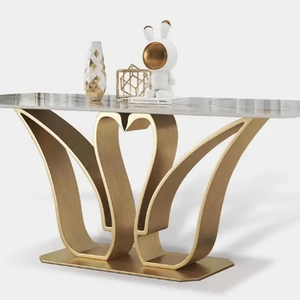 Unique New Design Metal Dining Table With <b>Marble</b> <b>Top</b> Dining Table 6 Seater - Product Image 2