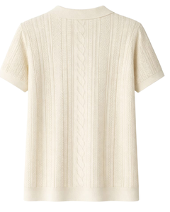 Polo de Punto Trenzado para Hombre, Manga Corta, Verano, Casual, Corte Ajustado, Tejido Texturizado, Fabricante Mayorista OEM ODM con Logotipo Personalizado - Product Image 5