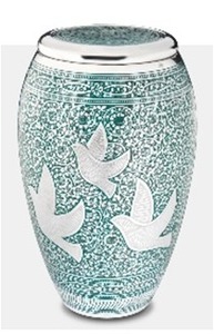 Urna Funeraria de Metal Grabada con Flor Azul, Urna de Cremación para Cenizas Humanas, Estilo Americano/Europeo - Product Image 2