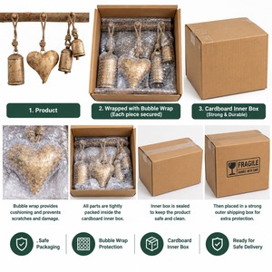 Rustic Brass <b>Heart</b> Wall <b>Hanging</b> Decor with Bells for Home Decoration - Product Image 5