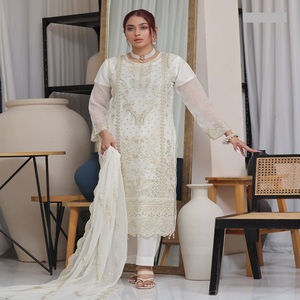Robe de soirée d'été pour femmes Costumes en mousseline de soie avec Shalwar Kamez Dupata Style pakistanais indien pour les occasions - Product Image 3