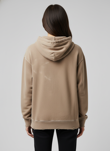 Sudadera con capucha de doble capa OEM Streetwear, estilo vintage, lavado ácido, dobladillo sin rematar, algodón, oversize, hip-hop, personalizada para hombre - Product Image 3