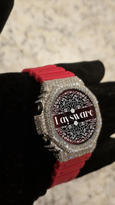 Luxury Antique Quartz Analog Digital Sport Watch <b>Red</b> Rubber Strap Silver Dial 20BAR Water Resistant Brass Unisex Fashion - Product Image 2
