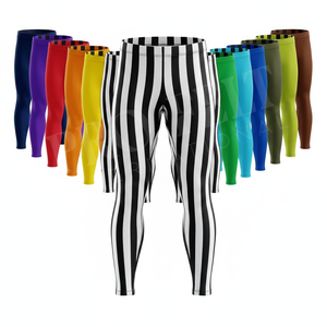 Hot Selling Customized Elastic Waist Stretchable Training Skinny Compression Pants Custom Stripe Design Solid Plain Pants OEM - Product Image 1