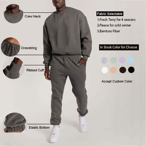 Nouvelle collection streetwear : Survêtement rose uni à col rond, léger, en tissu doux, manches longues, pour homme - Product Image 1