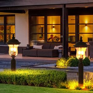 <b>Vintage</b> Bronze Finish Garden <b>Light</b> Post Clear Glass <b>Shade</b> Outdoor Lamp for Patio Walkway Driveway Waterproof (One Piece-No Bulb) - Product Image 3