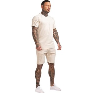 Custom Logo Men's Short <b>Sets</b> 100% Cotton 2 Piece Outfits Wholesale Fashion Summer T-Shirt & Short <b>Set</b> - Product Image 2