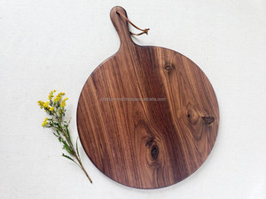 Ustensiles de cuisine de forme ronde en bois d'agate de meilleure qualité Planche à découper en bois poli avec poignée Planche à découper en bois de gros - Product Image 4