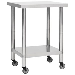 Tavolo da lavoro cucina commerciale con ruote 31.5 \ "x17.7 \" x33.5 \ "acciaio inox cucina commerciale acciaio - Product Image 1