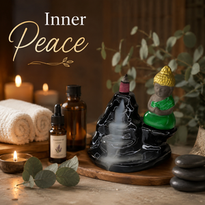 Brûleur d'encens artisanal Bouddha Montagne |   Support de fumée en cascade à refoulement en céramique pour aromathérapie, méditation, décoration intérieure, cadeau, bureau - Product Image 3