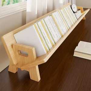 Étagère de bureau en bois de pin naturel avec tiroir, organisateur de table multi-niveaux, petit rangement de papeterie de bureau, support pour livres - Product Image 5