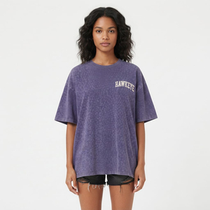 เสื้อยืดโอเวอร์ไซส์สไตล์วินเทจผ้าฝ้ายเนื้อบางเบาพิมพ์ลายโลโก้สตรีทแวร์สำหรับผู้หญิง เสื้อครอปท็อปโอเวอร์ไซส์สำหรับฤดูร้อน - Product Image 4