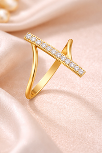 Anillo apilable minimalista de plata de ley 925 con barra recta y piedra preciosa, ideal para regalo de novia. - Product Image 2