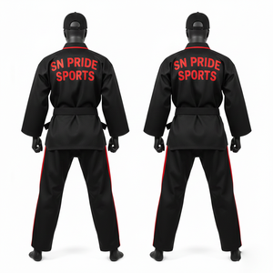 Tenue de Taekwondo Professionnelle Personnalisée 2026 Légère Respirante Confortable en Polyester Blanc et Noir Col en V - Product Image 3
