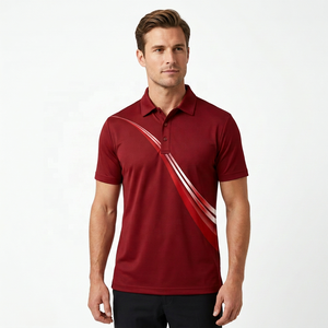 Polo Rojo de Manga Corta para Hombre, Estampado, Tejido de Punto, Secado Rápido, Estilo Casual - Product Image 5