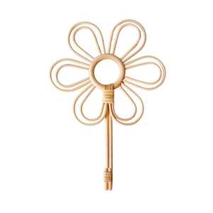 Lovely Daisy Rattan Wall <b>Hook</b> Kids Room Toddler Furniture Nursery Room Natural Wicker Floral Design Coat Hanger Toy Wholesale - Product Image 1