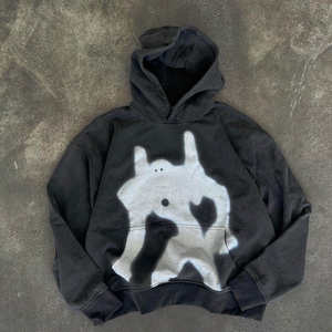 Sudadera con Capucha de Modal Grueso de 370 g/m², Negra, con Hombros Caídos, Sin Cordones, Corte Regular, Estampado Digital Personalizado, Bordado Invernal - Product Image 1