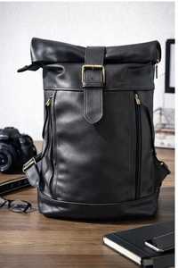 Heavy Duty Leather <b>Roll</b> Top Rucksack Brass Hardware Travel Bag Manufacturer For B2B Platforms LTBP-0218 - Product Image 5