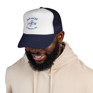 หมวกแก๊ปกราฟิก Trucker ปี 1938 สีขาวกรมท่า ตาข่ายด้านหลัง ปรับขนาดได้ หมวก Snapback พิมพ์ลายตามสั่ง สำหรับทุกเพศ สวมใส่สบายๆ สำหรับเล่นกีฬา ขายส่ง - Product Image 2