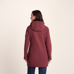 Nouvelle veste softshell longue pour femme, coupe-vent, chaude, avec poches, logo brodé, en spandex, à capuche, pour l'extérieur - Product Image 2