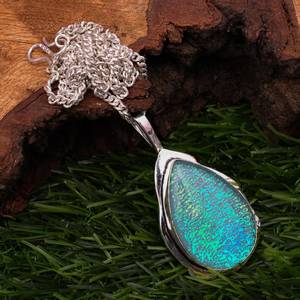 Colgante de ópalo de fuego triple hecho a mano en plata de ley 925, amuleto de piedra preciosa natural, joyería para mujer, regalo al por mayor - Product Image 3