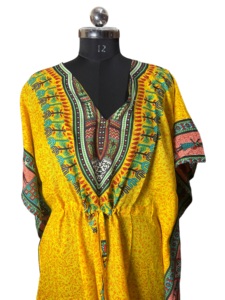 Robe Dashiki Africaine Grande Taille pour Femme, Imprimé Ankara Traditionnel, Coton Ample, Longue Kaftan de Luxe Jaune Bohème Maxi – Vente en Gros - Product Image 1