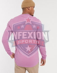 Men's Pink Crewneck Pullover Slim Fit Knitted Cotton Long Sleeve Casual Solid Color Autumn Wear - Product Image 4