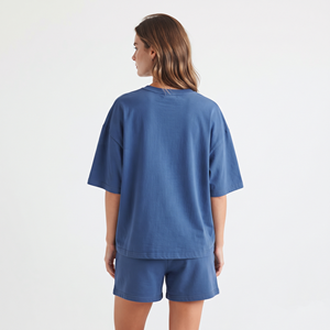 Tenues d'été pour femmes, ensembles t-shirt et short, ensemble court deux pièces, ensembles de shorts cyclistes vierges pour femmes, shorts personnalisés pour femmes - Product Image 3