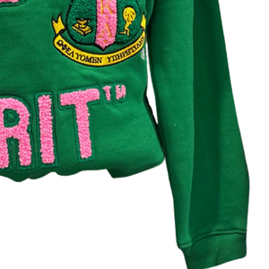 เสื้อสเวตเชิ้ตแขนยาวสีเขียวสำหรับชมรมนักเรียนหญิง  ปักลายตัวอักษรกรีก  คอกลม  พรีเมียม  สำหรับฤดูหนาว - Product Image 3