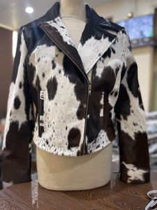 <b>Women</b> <b>Vintage</b> 80s Genuine <b>Leather</b> Shearling Biker Motorcycle <b>Jacket</b> Lambskin Hair-On <b>Leather</b> Waterproof Breathable Eco-Friendly - Product Image 4