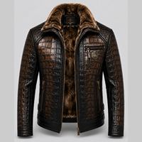 Veste en cuir de crocodile pour homme, cuir véritable, fausse fourrure, grandes tailles disponibles, qualité supérieure, prix abordable