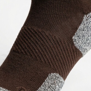Brown Crew <b>Socks</b> With Gray <b>Toe</b> And Heel Knitted Polyester Spandex Hiking Breathable Solid Pattern Adult Autumn Wear - Product Image 5