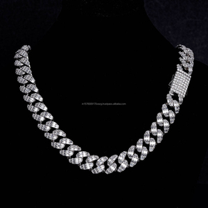 Collar de Diamantes Cultivados en Laboratorio en Plata de Ley 925 con Cadena Plana Ancha para Joyería al por Mayor - Product Image 1