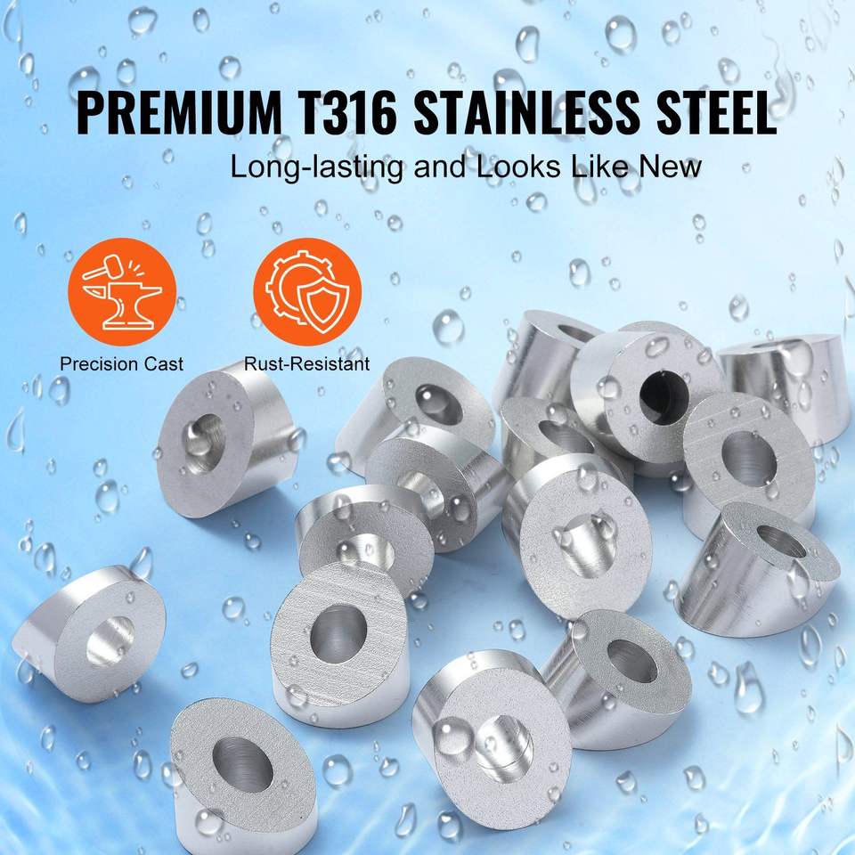 20-Pack Cable Railing Kit Black Invisible Swage Tensioner Terminal 1/8\" Wheel Protector Sleeves 3/16\" Wire Rope Stair Parts