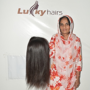 วิกผมแท้แบบตรงสไตล์อินเดีย Remy ไม่ต้องใช้กาว สวมใส่ง่าย ดูเป็นธรรมชาติ  พร้อมเชือกผูกแบบยืดหยุ่น  ทรงลอนลึกแบบหลวมๆ สำหรับใช้ในชีวิตประจำวัน - Product Image 3
